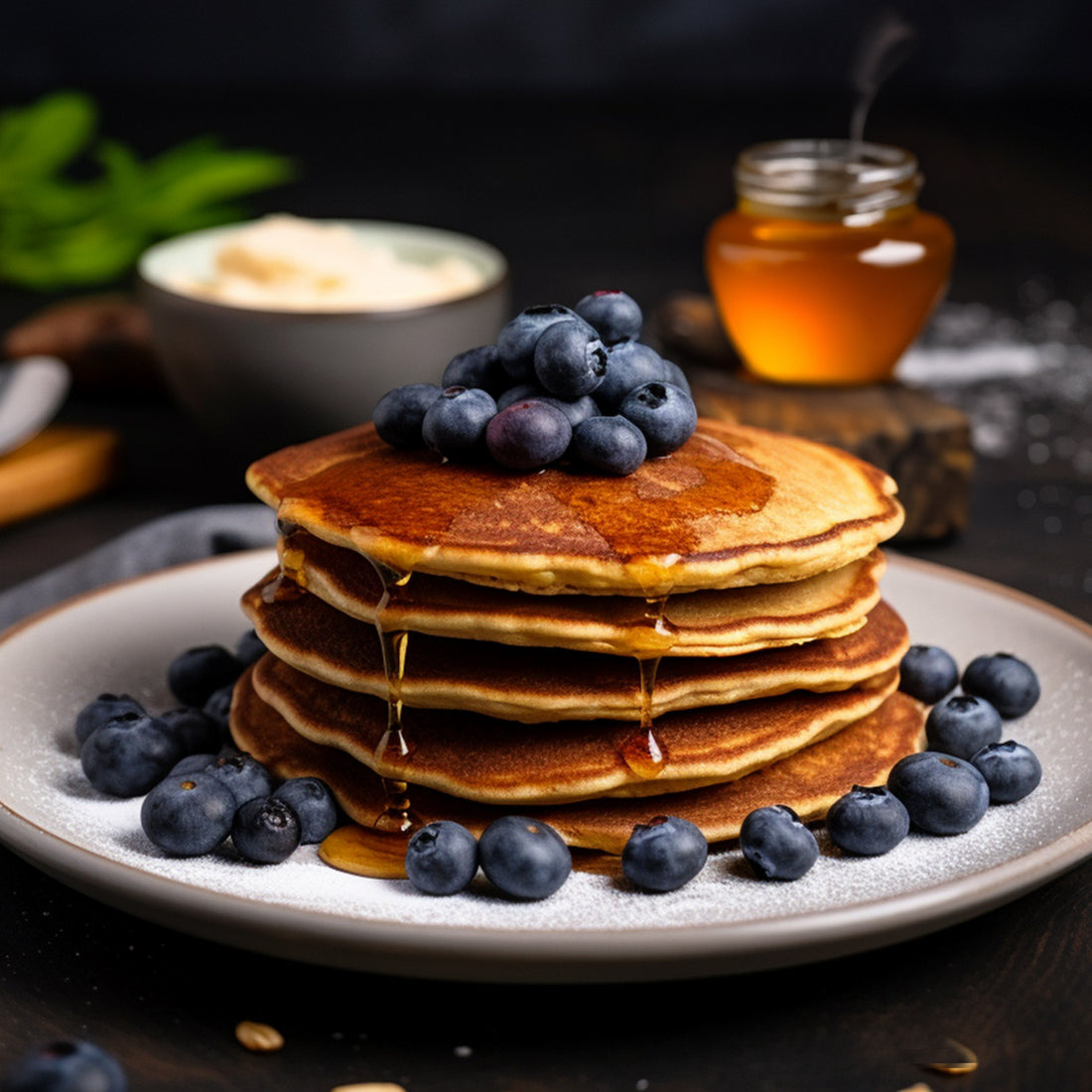 Fluffy Homemade Blueberry Pancake