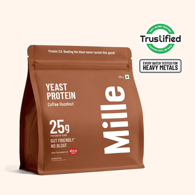 Mille Yeast Protein | Coffee Hazelnut | 25g Protein/scoop | PDCAAS 1.0 | All 9 Essential Amino Acids | Bio-Fermented, Gut Friendly, No Bloat | Vegan | 500g