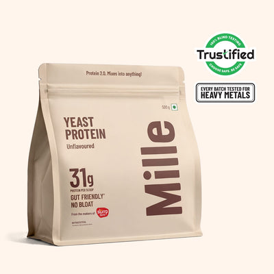 Mille Yeast Protein | Unflavoured | 31g Protein/scoop | Heat-Stable Protein for Food | PDCAAS 1.0 | All 9 Essential Amino Acids | Bio-Fermented, Gut Friendly, No Bloat | Vegan | 500g