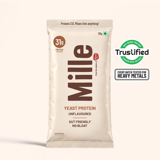 Mille Yeast Protein | Unflavoured | 31g Protein/scoop | Heat-Stable Protein for Food | PDCAAS 1.0 | All 9 Essential Amino Acids | Bio-Fermented, Gut Friendly, No Bloat | Vegan | 38g Trial Pack