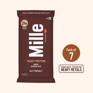 Mille Protein | 24g/Scoop | Dark Chocolate  | Fermented Yeast Protein | No Bloat | Trial Pack (Pack of 7)