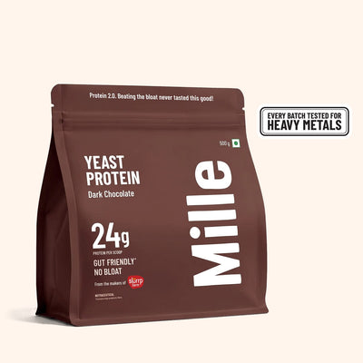 Mille Yeast Protein | Dark Chocolate | 24g Protein/scoop | 12% Cocoa | PDCAAS 1.0 | All 9 Essential Amino Acids | Bio-Fermented, Gut Friendly, No Bloat | Vegan | 500g