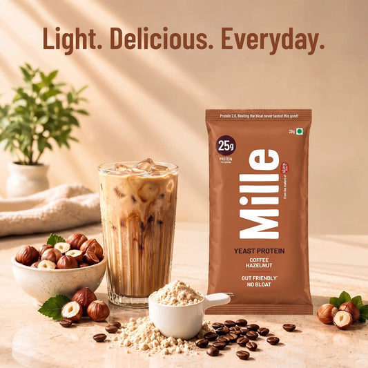 Mille Yeast Protein | Coffee Hazelnut | 25g Protein/scoop | PDCAAS 1.0 | All 9 Essential Amino Acids | Bio-Fermented, Gut Friendly, No Bloat | Vegan   38g Trial Pack
