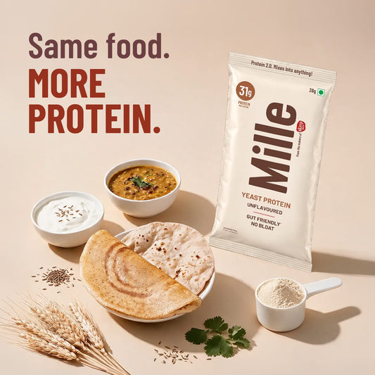 Mille Yeast Protein | Unflavoured | 31g Protein/scoop | Heat-Stable Protein for Food | PDCAAS 1.0 | All 9 Essential Amino Acids | Bio-Fermented, Gut Friendly, No Bloat | Vegan | 38g Trial Pack