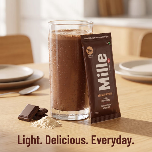 Mille Yeast Protein | Dark Chocolate | 24g Protein/scoop | 12% Cocoa | PDCAAS 1.0 | All 9 Essential Amino Acids | Bio-Fermented, Gut Friendly, No Bloat | Vegan | Trial Pack