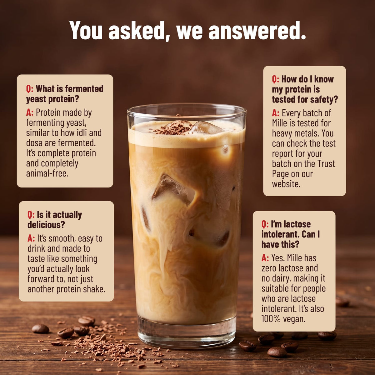 Mille Protein | 25g/Scoop | Coffee Hazelnut | Fermented Yeast Protein |