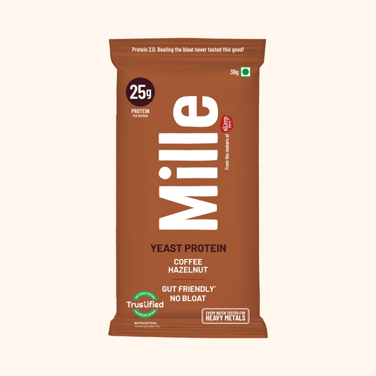 Mille Yeast Protein package with brown background