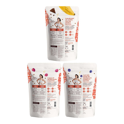 High Protein Pancake Bestseller Combo (Banana Chocochip, Classic, Blueberry)
