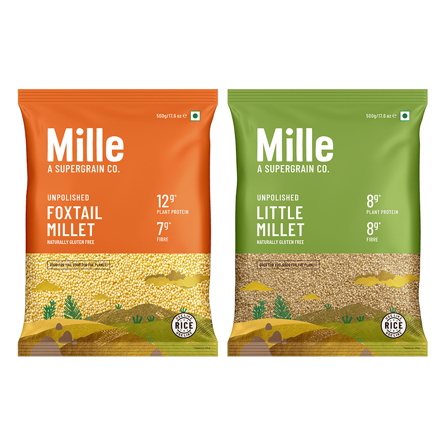 100% Whole Grains (Rice Substitute) Combo - Little/ Kutki Millet & Foxtail/ Kangini Millet
