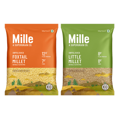 100% Whole Grains (Rice Substitute) Combo - Little/ Kutki Millet & Foxtail/ Kangini Millet