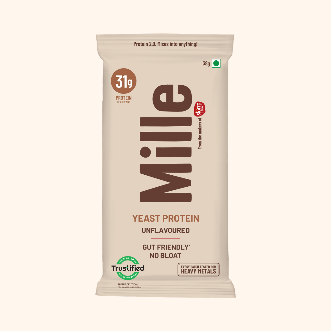 Mille yeast protein package on a white background