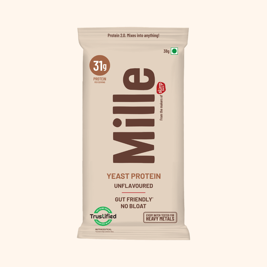 Mille yeast protein package on a white background